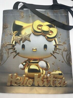 Hello Kitty Metallic Gold & White Tote with Black Straps